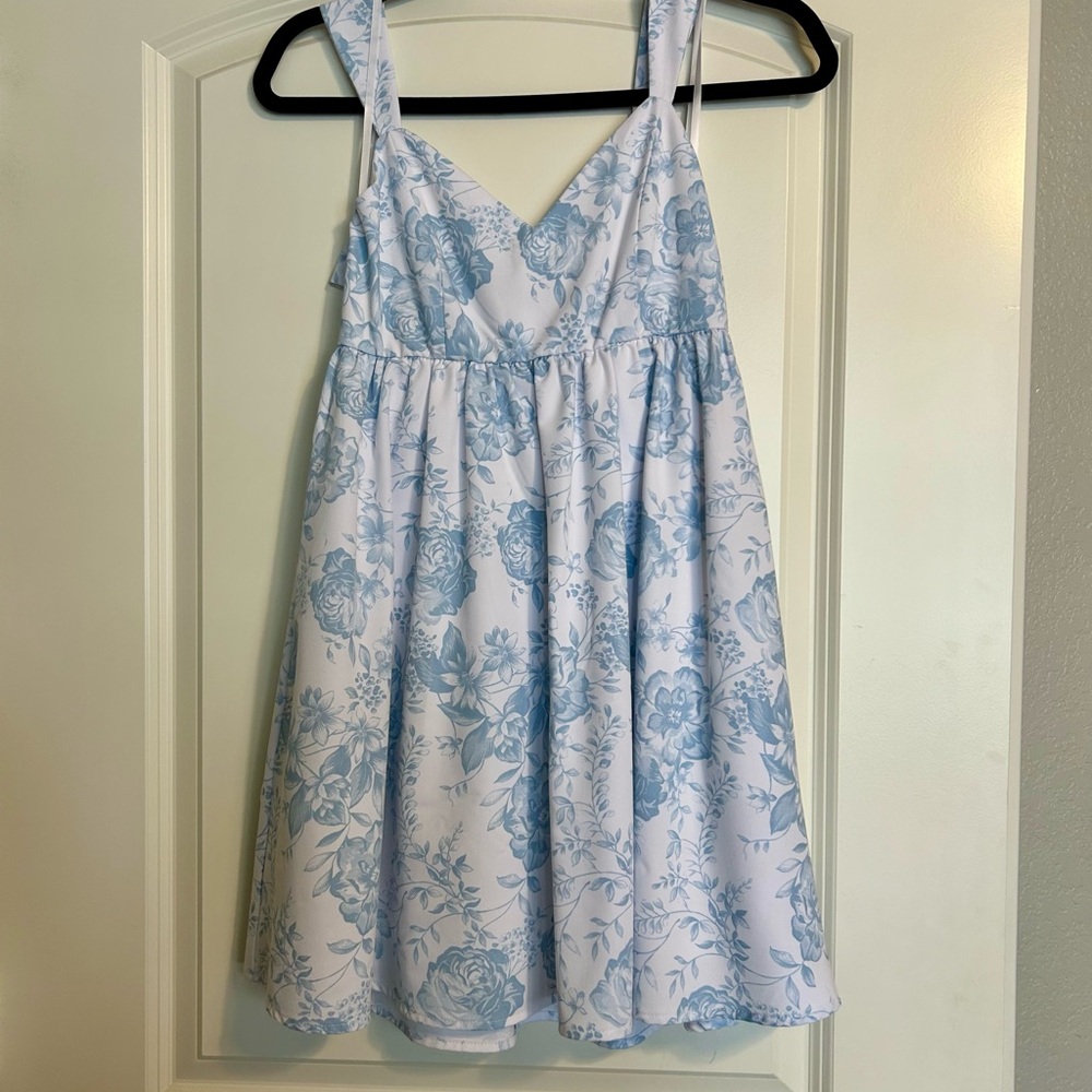 Floral Blue and White Dress